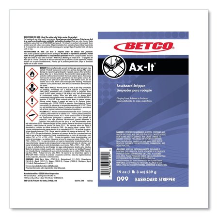Betco Ax-It Aerosol Baseboard Stripper, Sassafras Scent, 19 oz Aerosol Spray, 12PK 0992300CT